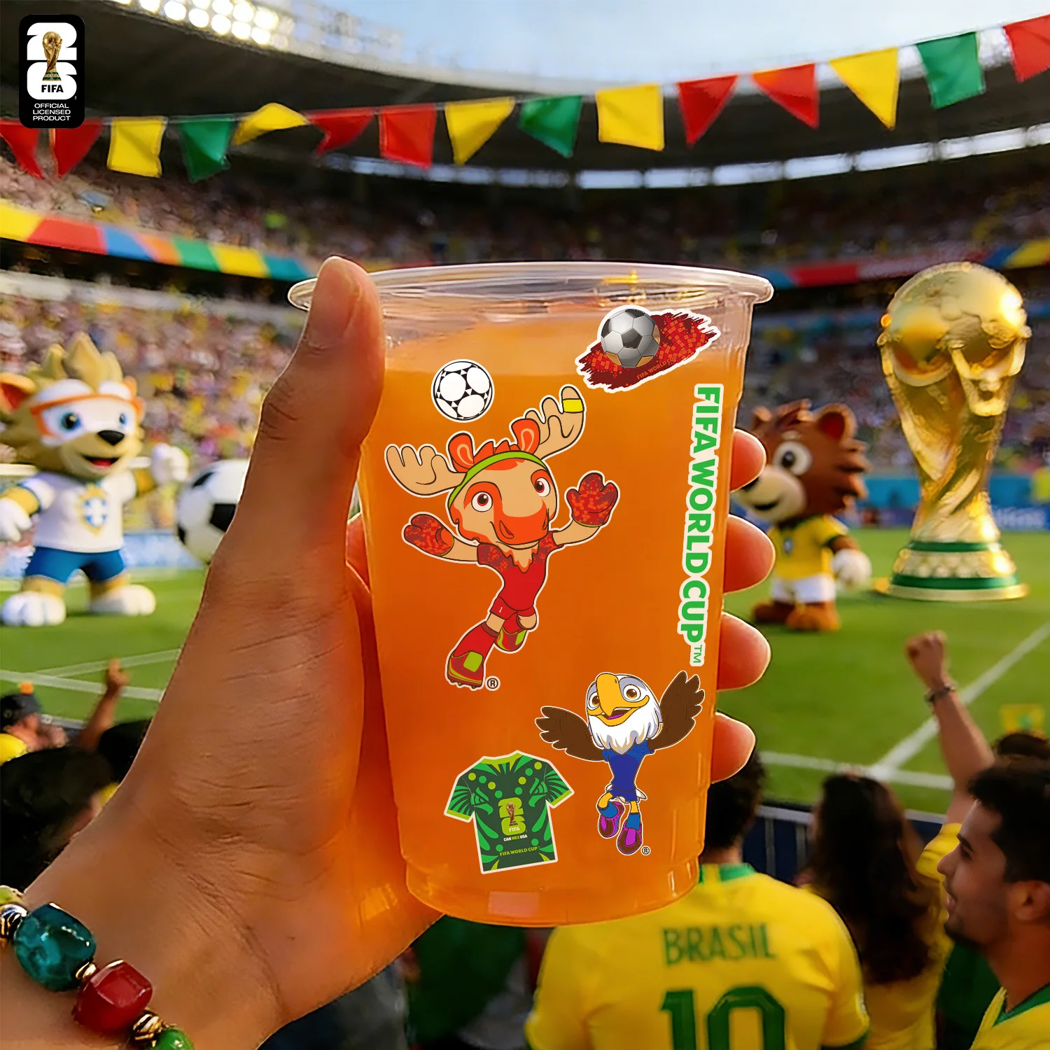 Pegatinas Oficiales y Auténticas de la Copa Mundial de la FIFA 2026, Pegatinas con Temática del Trofeo y la Mascota de la Copa Mundial de Fútbol, Pegatinas para Equipaje y Cuadernos