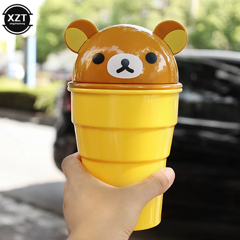 1PCS NEW Car Trash Can Cute Storage Cup For Car Cartoon Trash Cup Bear Trash Can Storage And Sorting In The Car Automotive Goods