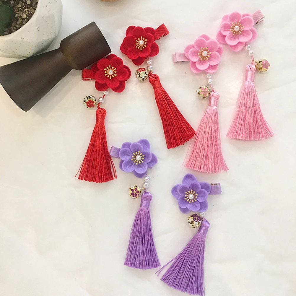 

Glitters Hairpin Buckles Baby Red Tassel Clip Suit Kids Flower Hairpin Chinese Style Hair Clips Short Hair Accessories
