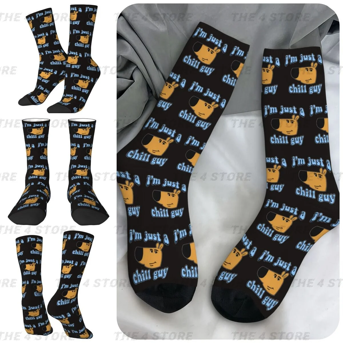 I'm Just A Chill Guy High elasticity polyester fiber Men and Women printing Socks,Applicable throughout the year Dressing Gift