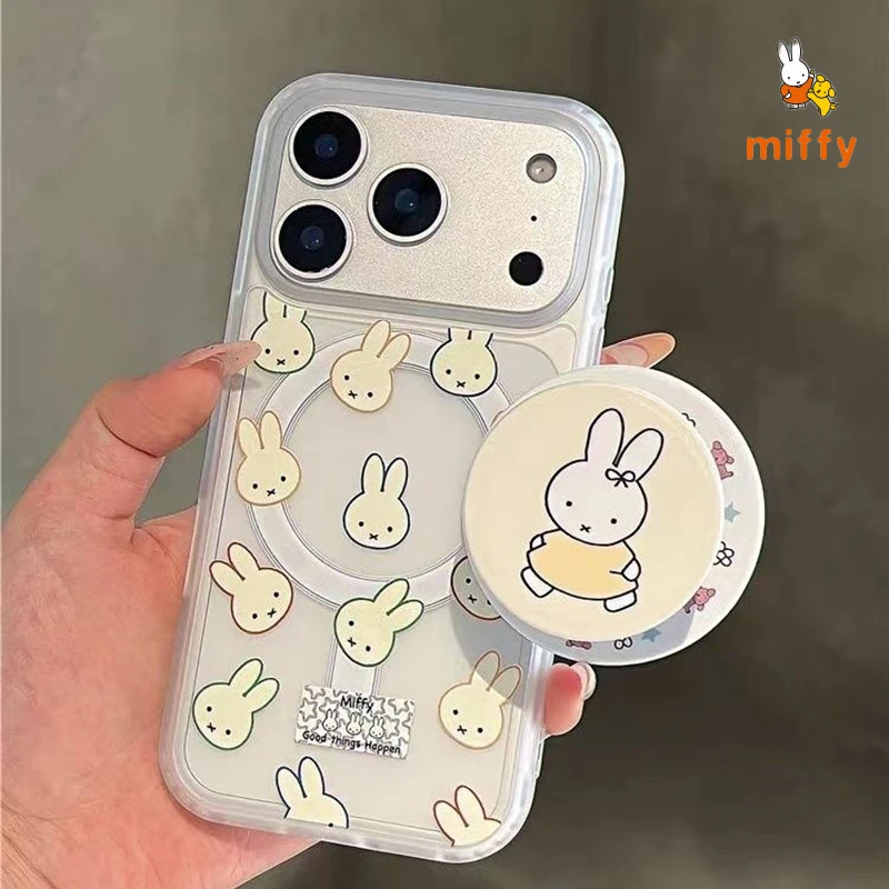 

Kawaii Miffy Phone Shell Suitable for Iphone 17 16 15 14 Cartoon Cute Rabbit Magnetic Holder Anti Drop Phone Case Perfect Gifts