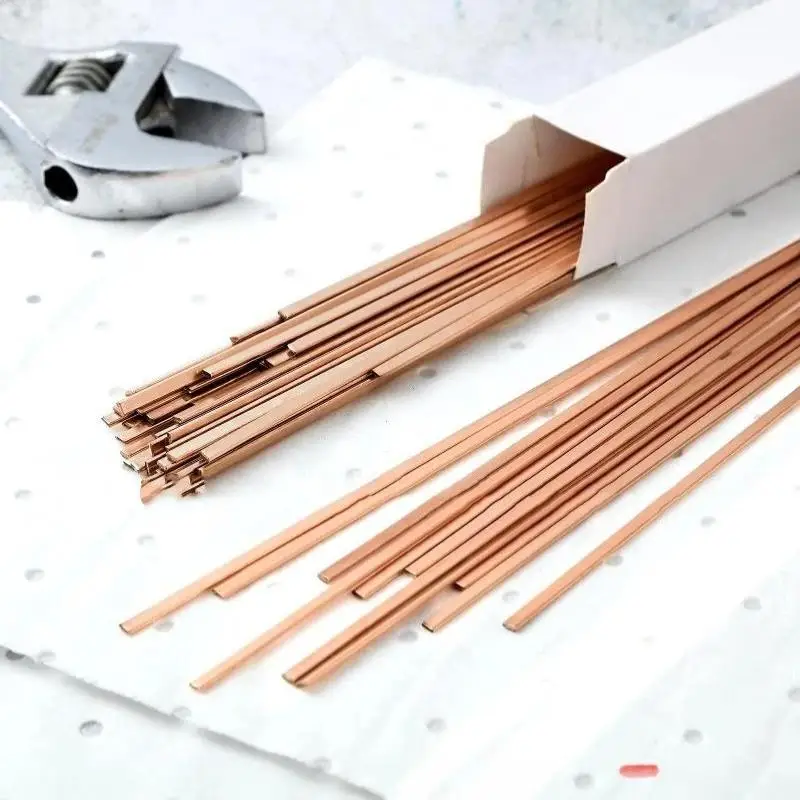 Phosphor Copper Welding Rods High Purity Self-Fluxing Flat Copper Electrodes for Jewelry Making Copper Craft Welding