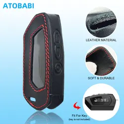 Leather Key Case Two Way Car Alarm LCD Remote Control Protector Cover For Pandora DX-90 D010 DX 90 91 6X 9X 90B 90BT 90L 42 Moto
