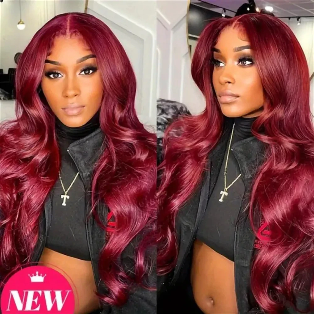 Pruiken Rood 13X6 Hd Lace Frontale Pruik Bordeauxrood Pruik 34 Inch 99j Bordeauxrood Body Wave 13X4 Lace Front Pruiken Menselijk Haar Voor Zwarte Vrouwen