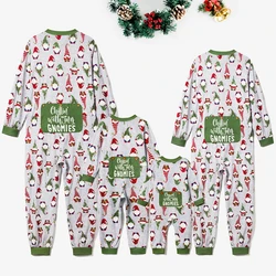 PatPat Christmas Family Matching Gnome All-over Print Long-sleeve Romper Pajamas Sets(Flame resistant)