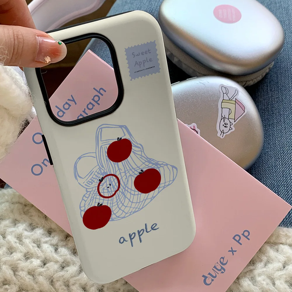 Korean Ins Fruit Bag Cute Manga Phone Case for IPHONE 15PRO MAX 14 13 12 11 PRO XR SE Acrylic TPU Two in One Mobile Phone Cases