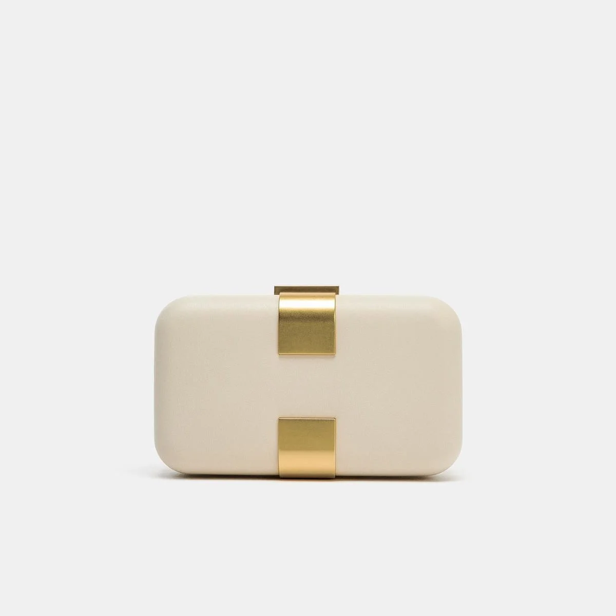 Bolso de Mano Tipo Clutch Color Crema para Mujer - Bolso de Noche Rígido con Cierre Metálico Dorado, Elegante Bolso de Mano Tipo Caja para Boda, Graduación, Cóctel
