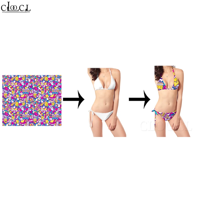 CLOOCL 3D Print DIY Personalized Design Own Image Photo Anime Star Swimsuit Beach Bikini Drop Shipping