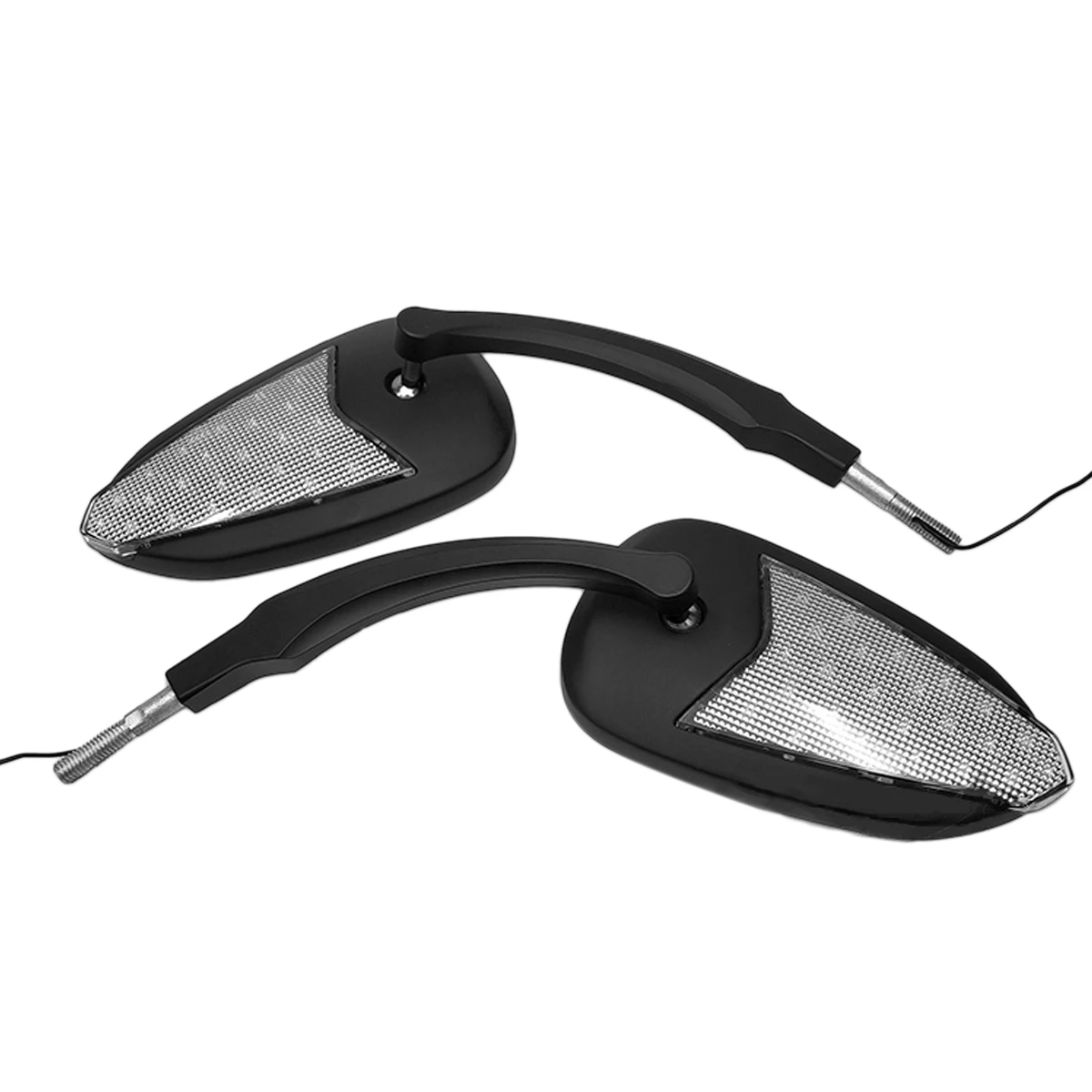 

Motorcycle Rearview Mirrors, Led Turn Signal Light Side Mirrors, Black