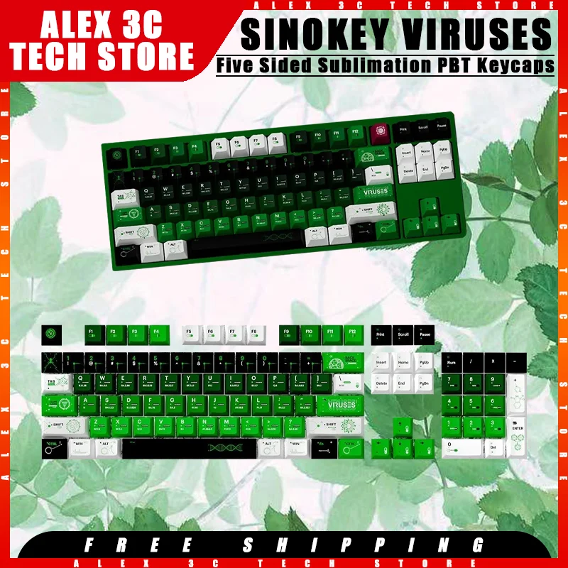 

SINOKEY VIRUSES Theme Keycaps PBT Original Factory Height Five Sided Sublimation 144keys Customized Keycaps Pc Gamer Accessories