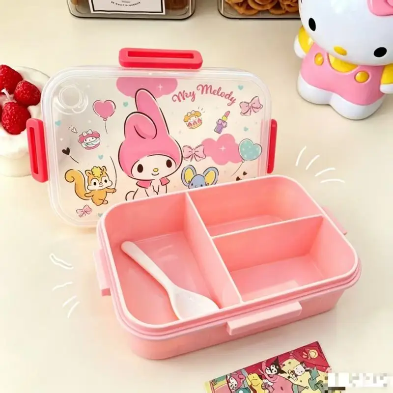 Hello Kitty, compartmented lunch box, with lid, leftovers, food supplement, packed refrigerated lunch box