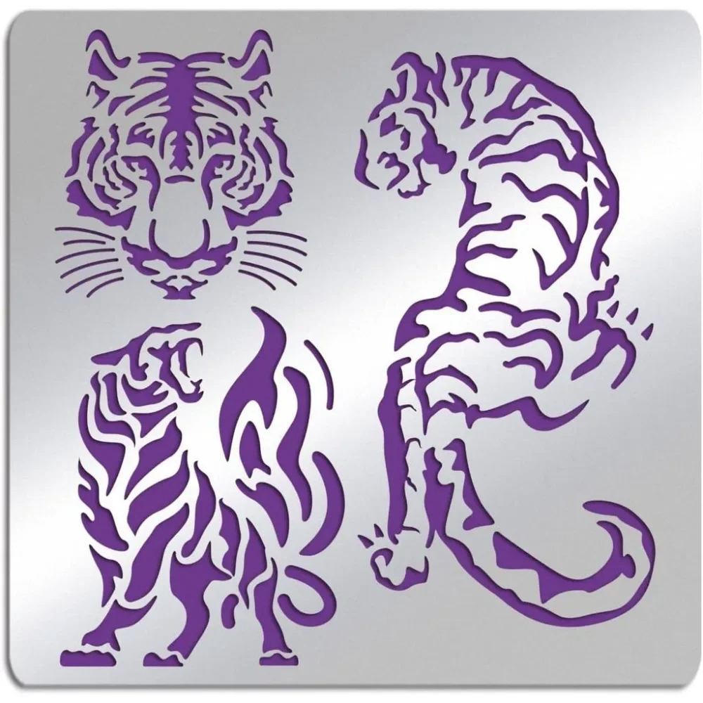 Tiger Journal Stencil Painting Template Stainless Steel Multifunctional Planner Metal Stencils Metal Templates Scrapbooking