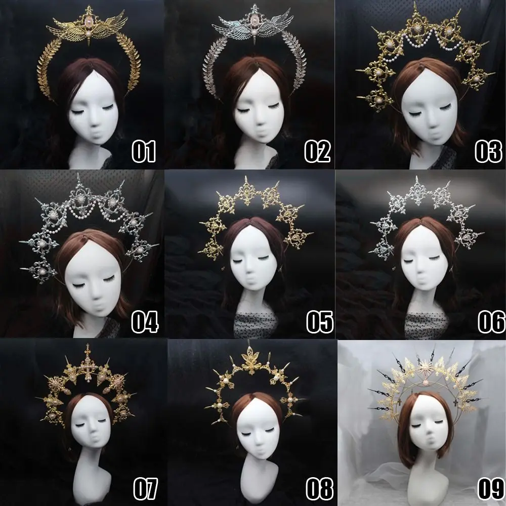 DIY Gothic Lolita Tiara Crown Headband DIY Material Package Halloween Vintage Sun Goddess Baroque Halo Wedding Headpiece Parts