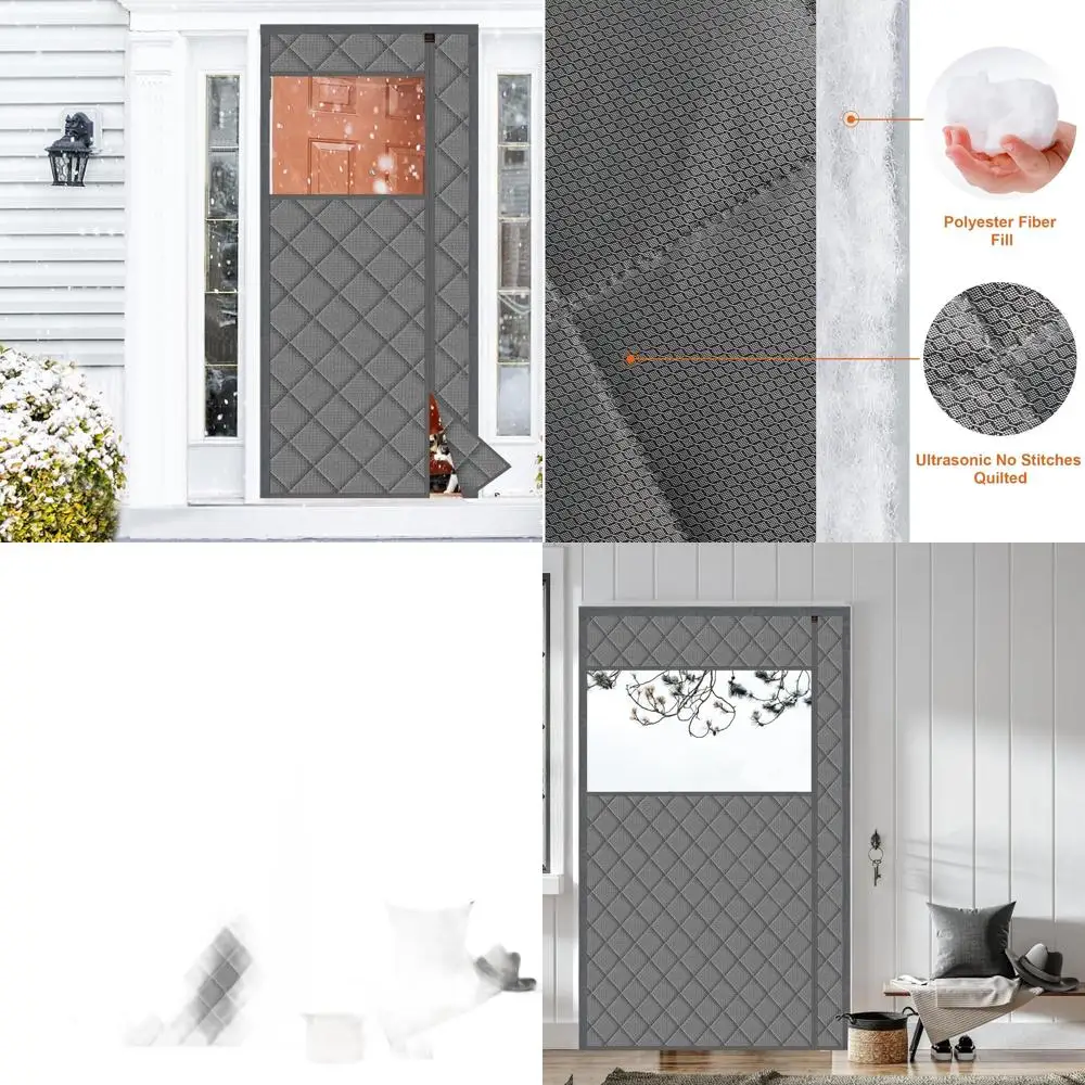 

Gray 72x82 Magnetic Insulated Door Curtain with Waterproof Cloth and Polyester Filling for Noise Reduction and Side Access