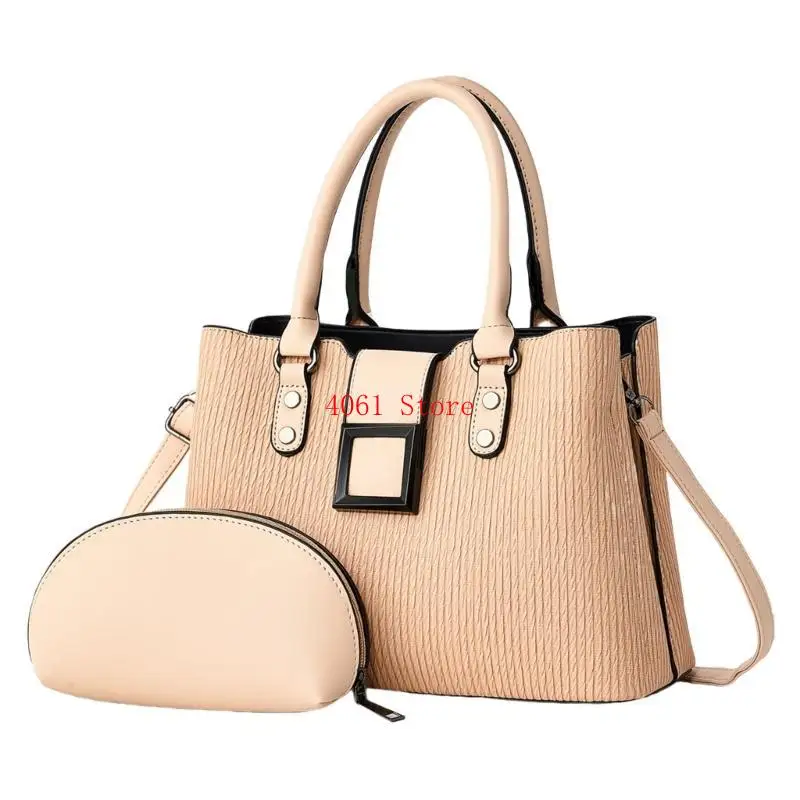 Fashionable Women's Handbag and Crossbody Bag Set 2pcs Practical PU Leather Shoulder Bag Large Capacity Top Handle Purse