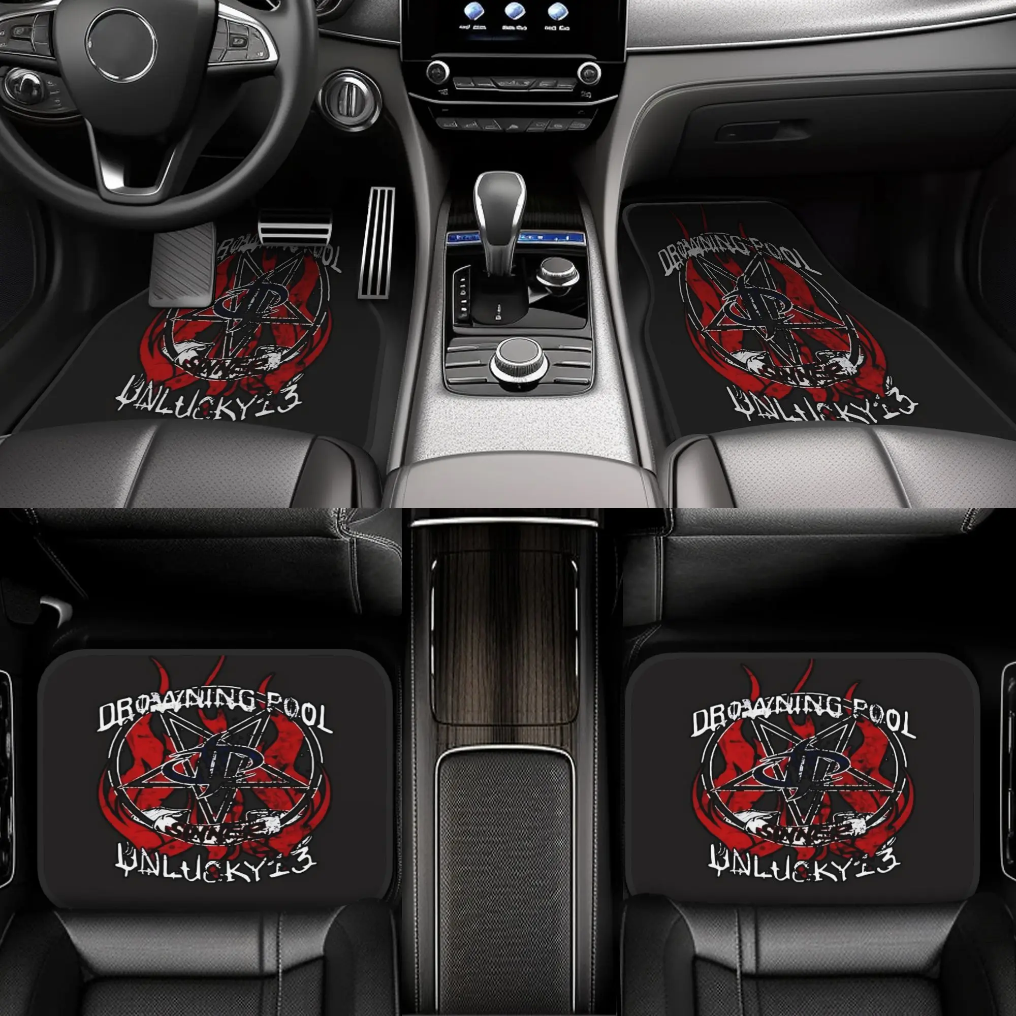 4pcs Best Of Drowning Pool American Rock Band Logo3 Exselna Genres Alternative Metal Car Floor Mats, Durable Polyester Fiber, Fi