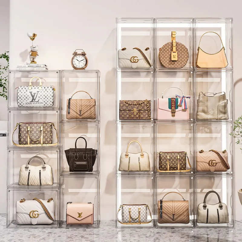 

Household Bag Storage Artifact Living Room Organization Storage Rack Luxury Bag Cabinet Transparent Shoe Box Display Cabinet