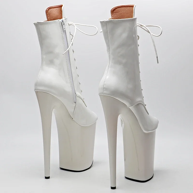Leecabe 23CM/9inches Patent PU Upper Fashion trend Small open toe High Heels Pole Dance boot