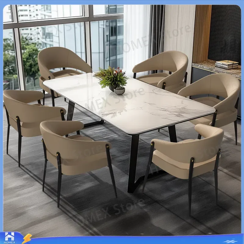 Set of 2 Luxury Dining Chairs Microfiber Leather Upholstered Seat Kitchen Chair for Restaurant Hotel Office Home Furniture