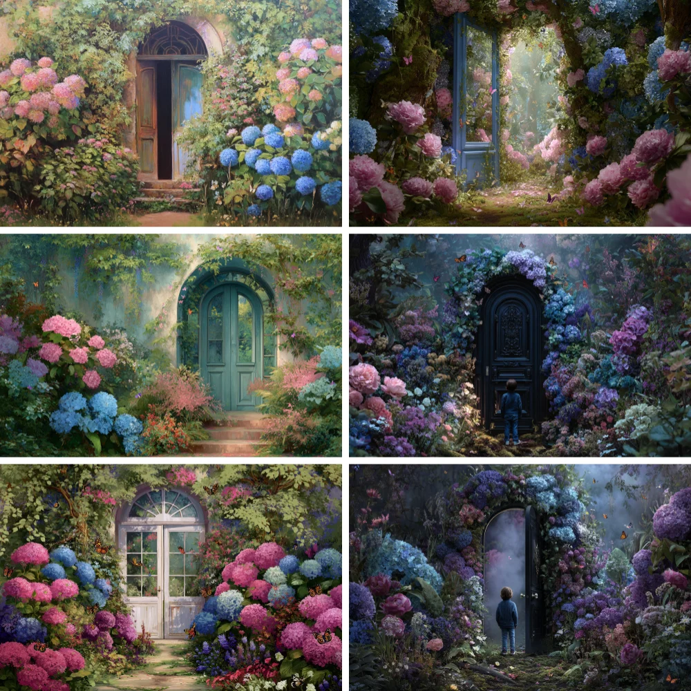 

Spring Photography Flower Door Backdrop Indoor Vintage Wall Kids Birthday Party Baby Shower Decor Background Photocall