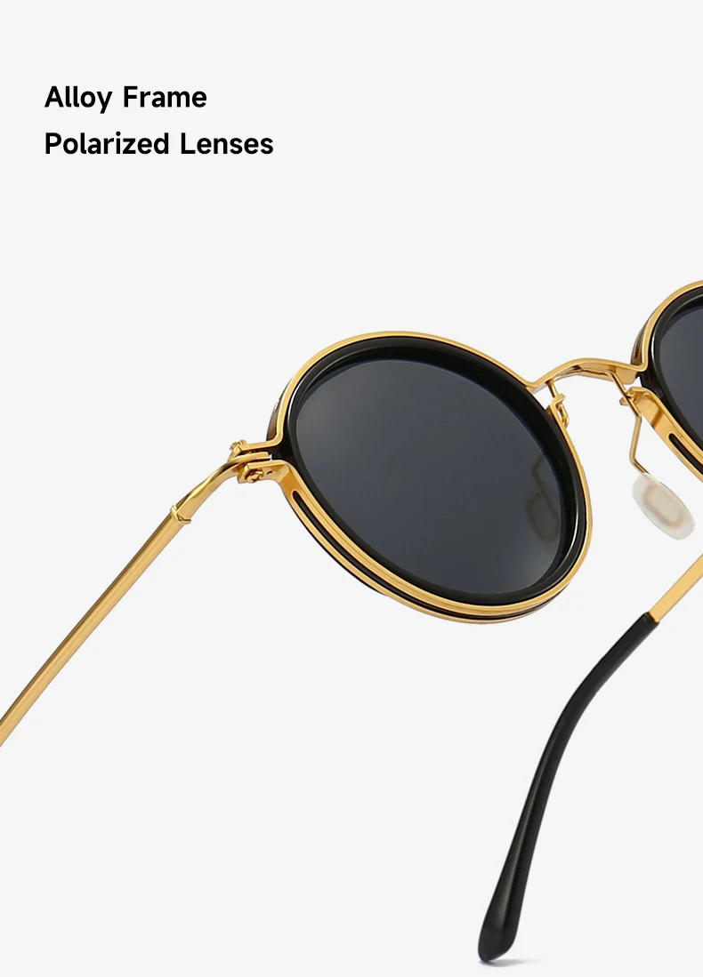 Neue 2026 Vintage Polarisierte Sonnenbrille für Herren Runde Retro-Sonnenbrille Hochwertige Legierung Brillen zum Fahren und Angeln – Detail 5