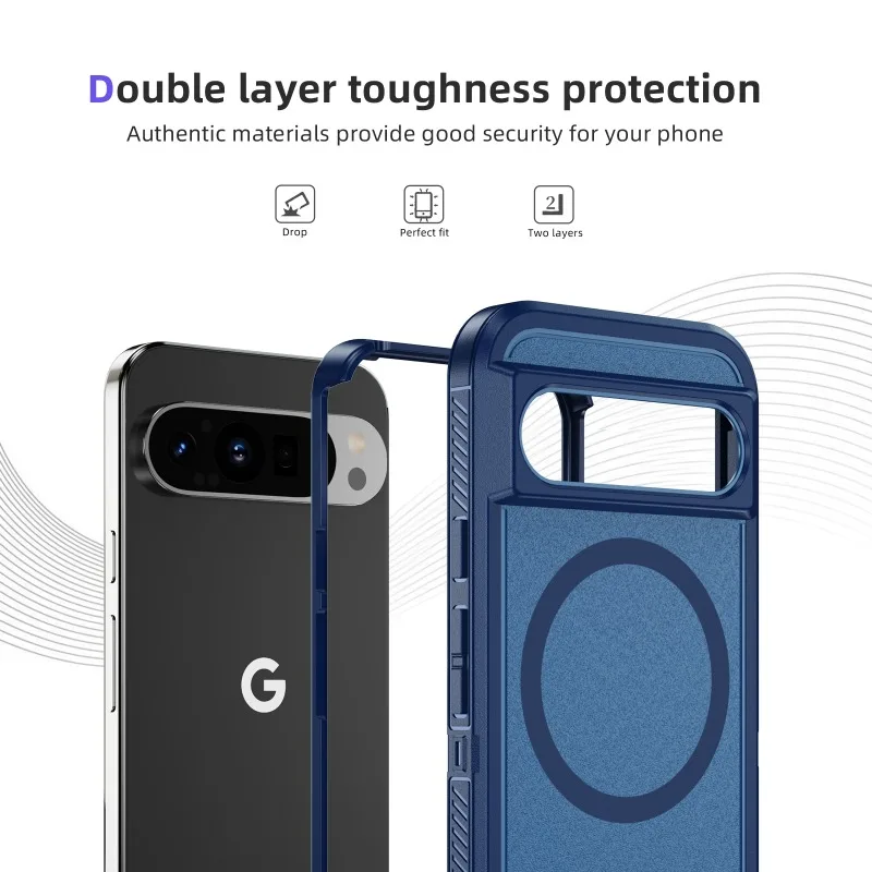 For Magsafe Aromr Shockproof Matte Phone Case for Google Pixel 9 Pro XL 8A 8 Pro Magnetic Wireless Charging Stand Holder Cover