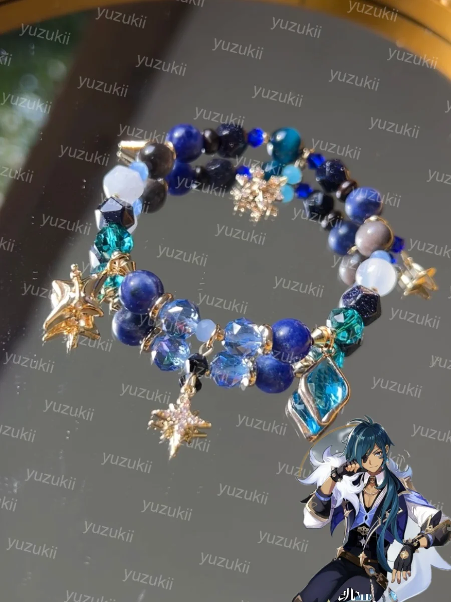 Game Genshin Impact Kaeya Pulseiras Cosplay Jóias Artesanais, Acessórios para Corrente de Mão, Adereços para Casais, Presente de Aniversário para Meninas