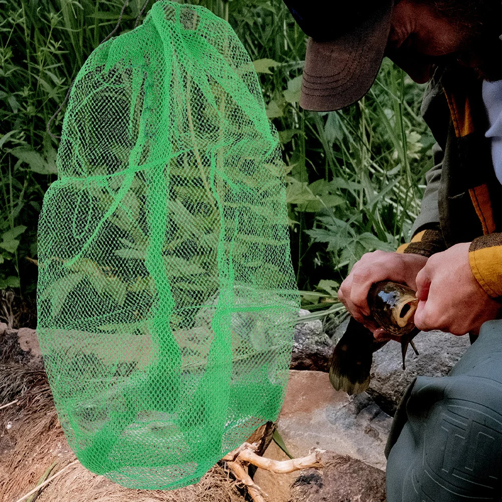 

Foldable Fish Net Bag Nylon Mesh Outdoor Drawstring Large Capacity Fishing Keeper Net Portable Fishing Basket 120x70