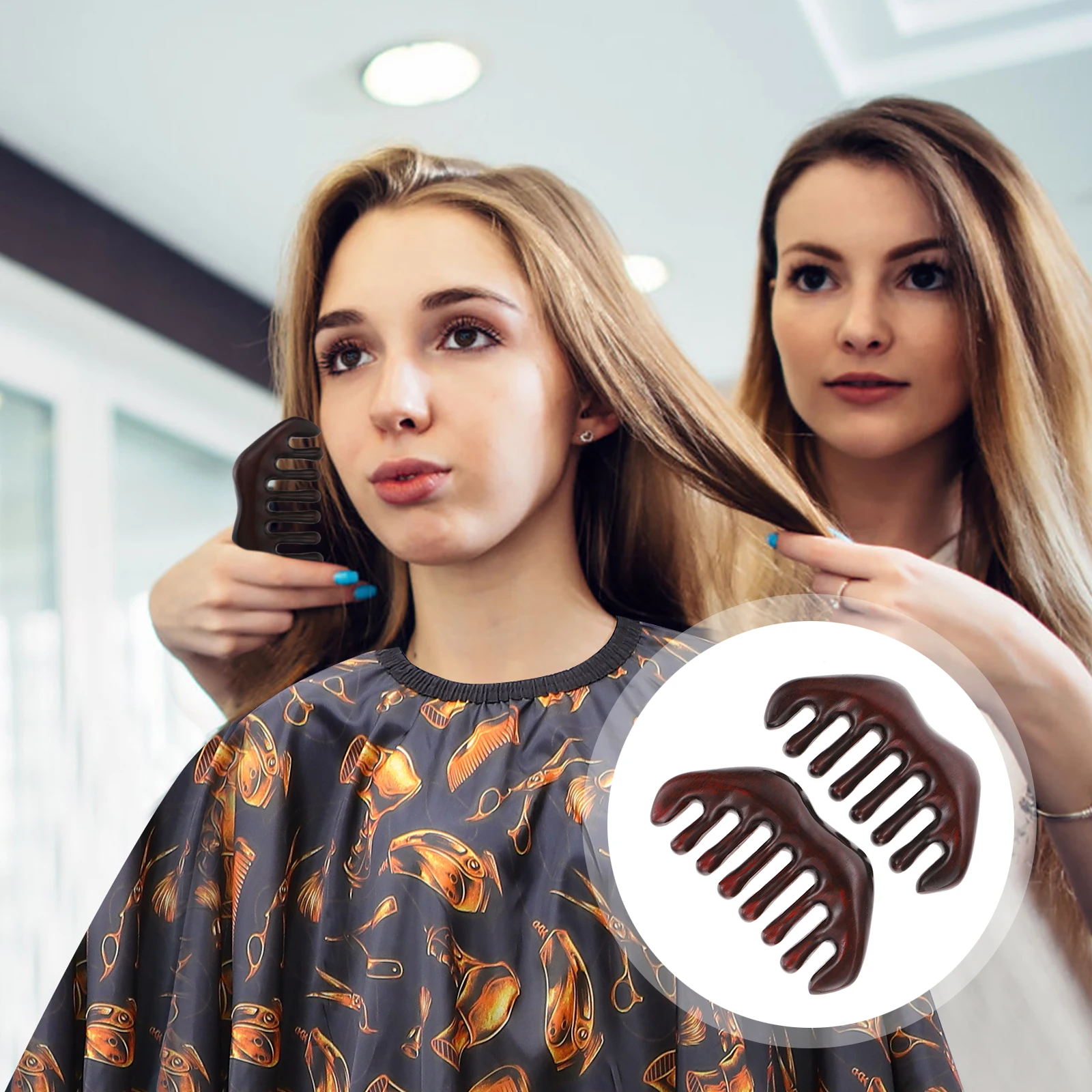 

2pcs Wood Combs for Women Wide Tooth Massage Scalp Hair Comb Durable Lightweight Natural Wood Hairstyling Tool