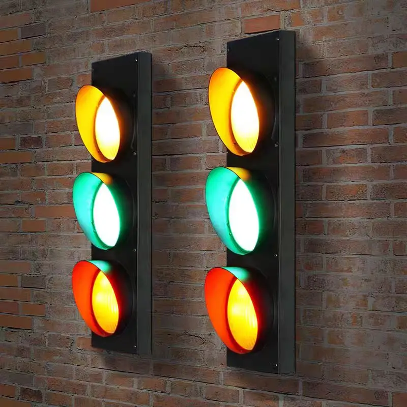 LOFT Wall Light American Creative Personalized Traffic Light Retro Industrial Style LED Light Coffee Shop Bar Restaurant Wall Li