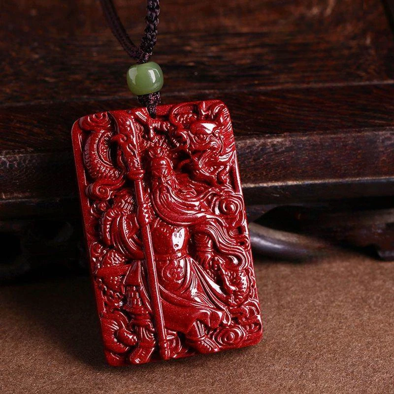 

Cinnabar Wu God of Wealth GuanGong Pendant Men's Natural Purple Gold Sand Body Protection This Life Year Female necklace Jewelry