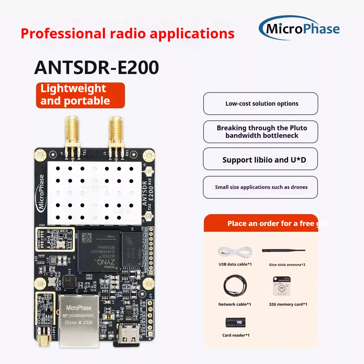 MicroPhase Software Defined Radio Demo Board ADI Pluto SDR AD9361 radio receiver AD9363 openwifi USRP UHD ANTSDR E200