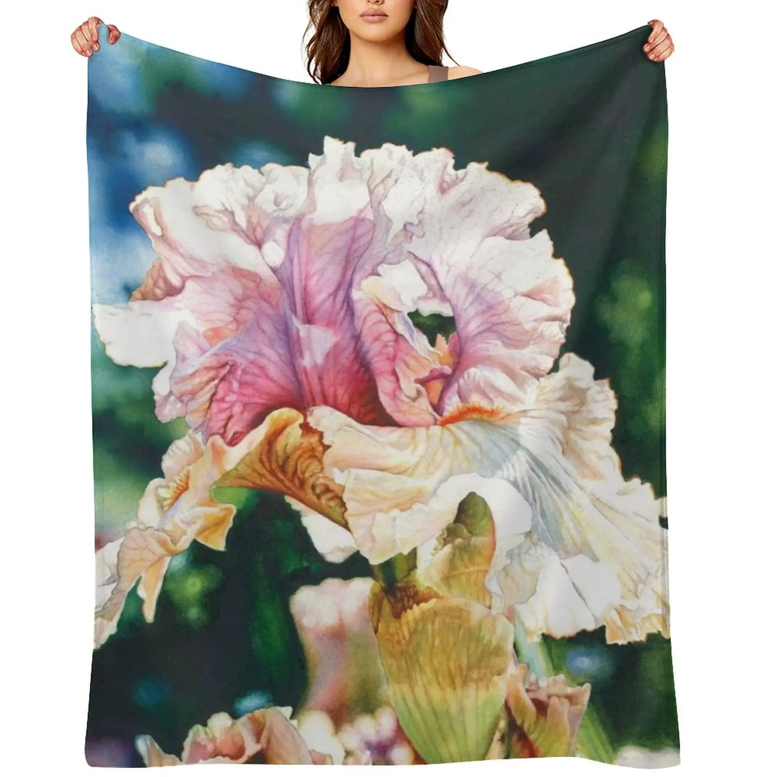 

Springtime in Bloom Watercolor Painting Throw Blanket warm for winter Nap Cute Flannel Fabric Blankets