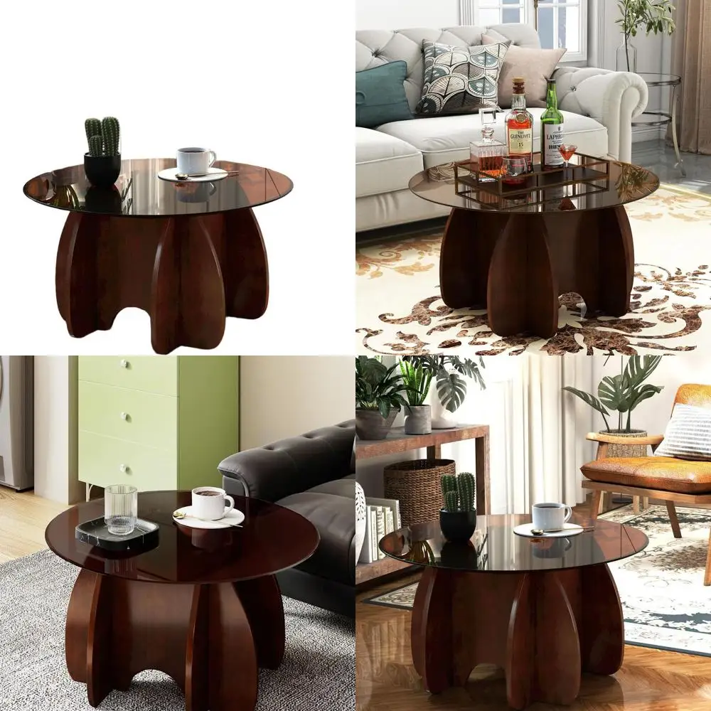 

Expandable Brown Glass Coffee Table - Modern & Unique Accent Furniture for Small Living Rooms