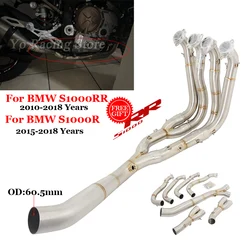 Slip On For BMW S1000RR 2010 - 2018 For S1000R 2015-2018 Motorcycle Exhaust Full System Front Header Link Pipe 60mm Escape Tube