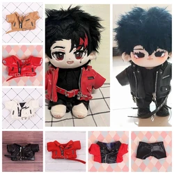 20CM Doll Clothes Tooling Style Tops Coat Black Cool Suit Casual Wear PU Leather Jacket Pant Shoes For EXO Idol Cotton Dolls