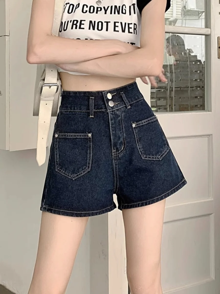 

High Waist Loose Fit A-Line Denim Shorts Women's Fashion Summer 2024 plus Size Wide Leg Jeans Shorts Slimming Effect