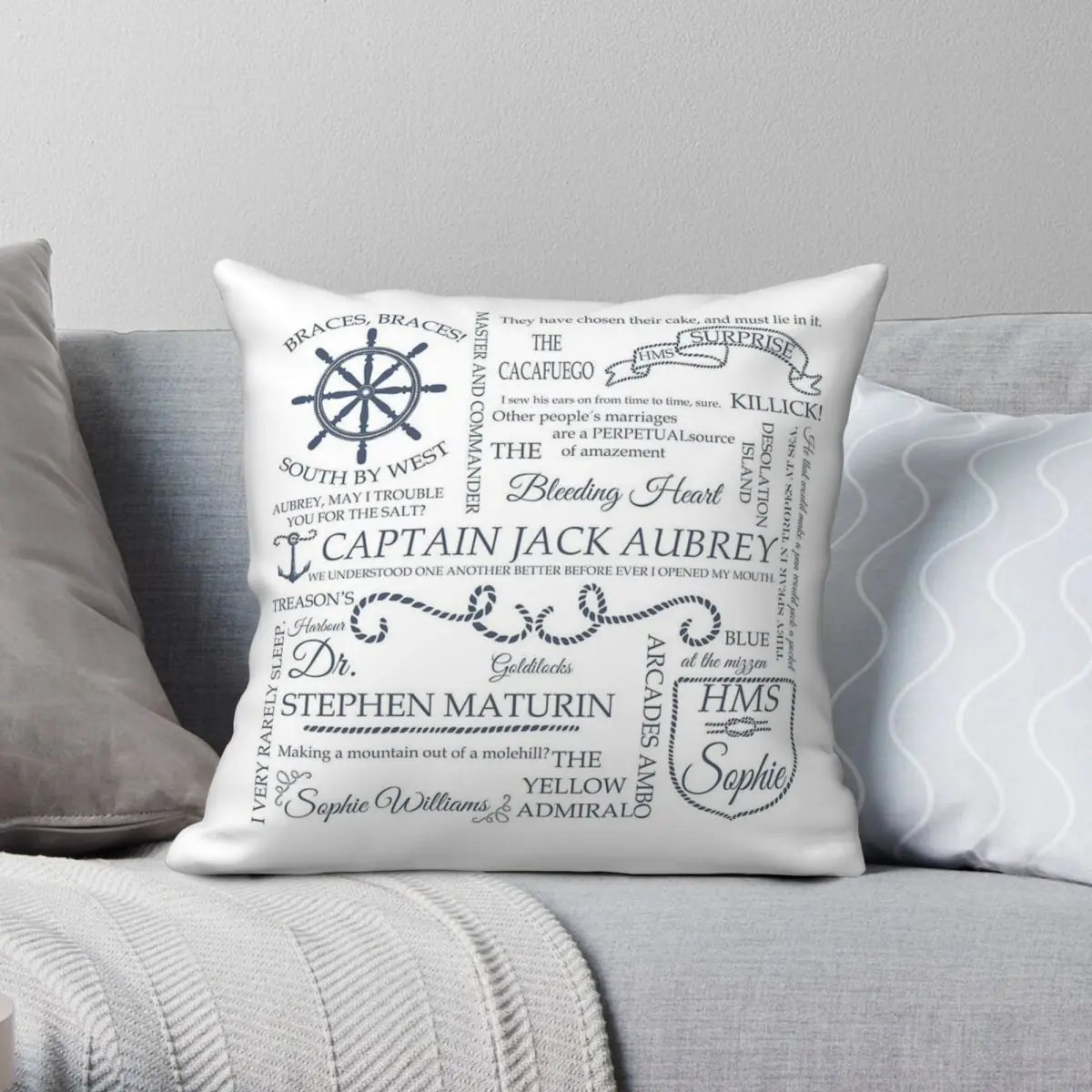 Aubrey-funda de almohada de terciopelo con estampado de Maturín Jack Aubrey, cubierta de cojín de cama con cremallera, de lino y poliéster