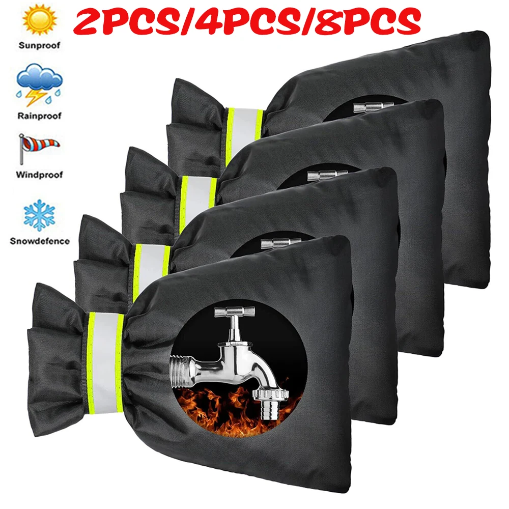 2-8PCS Outside Tap Cover Frost Protector Thermal Insulation Jacket Thickened Outdoor Tap Weather Covers with Reflective Strip