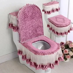 Toilet Seat Cushion 3Piece Set Universal Antibacterial Seat Cover Zipper Type Detachable and Washable Water Tank Cover Cloth