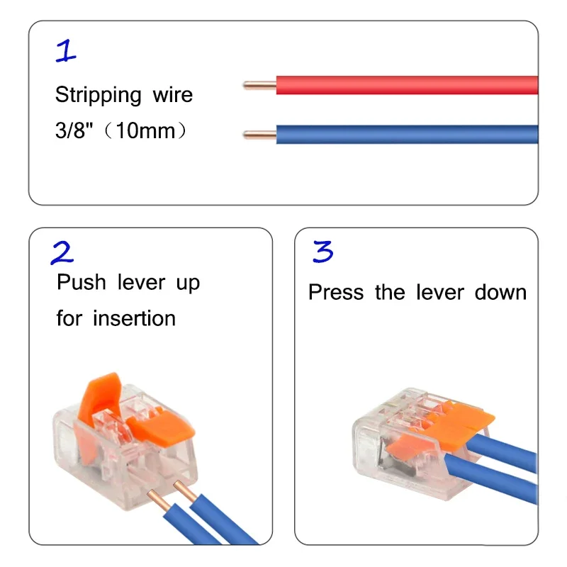 100 قطعة صندوق كهربائي رافعة موصلات الأسلاك مشبك كابلات كهربائي صغير سريع الكهربائية دفع في الإضاءة محطة كتلة موصل