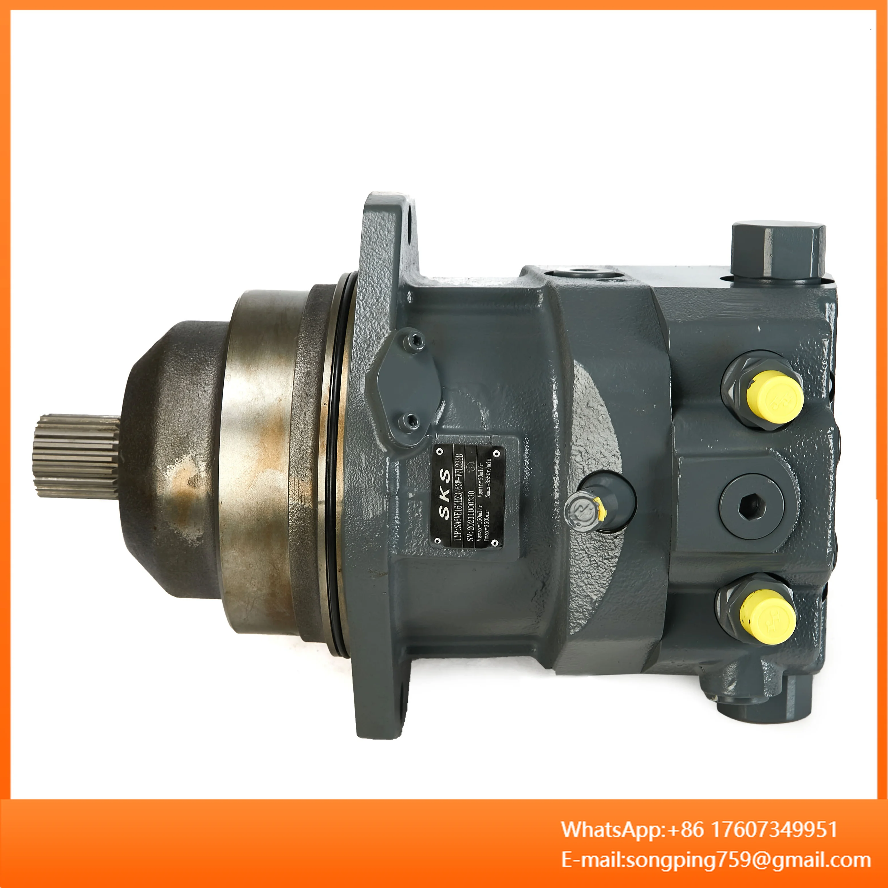 SKS New High Quality A6VE Series Variable Plug-in Hydraulic Piston Motor A6VE160HZ3/63W-VZL222B