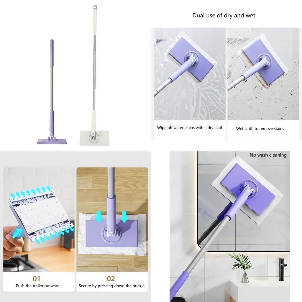 

G6KF Портативная мини -шваблина Flat Dust Mop с 360 ° вращающейся головки автоматическая система изменения ткани для инструмента