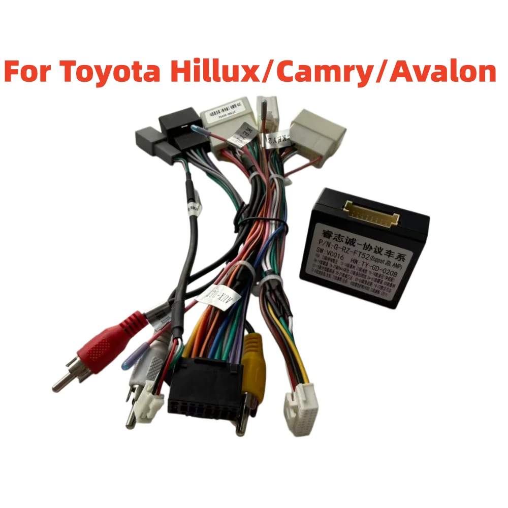 Canbus Box RZ-FT52 SWC Plug& Play Stereo For Toyota Camry 2018 Hilux 2022 Android 2 Din Radio 16 Pin Power Harness Wiring Cable