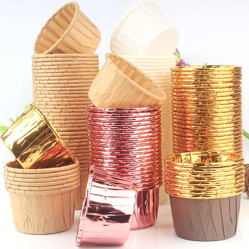 

150pcs Cake Cup Mold Mini Baking Cups Disposable Paper Liners for Cupcakes Muffins Aluminum Coated Oil Proof Heat for Bakery