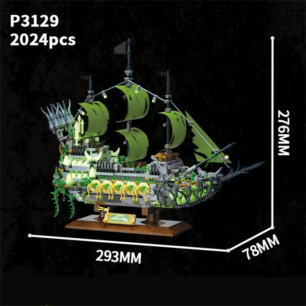 Medieval Pirate Ships Series Micro Model Assembly Noctilucent Building Blocks Captain Bricks Toy Ghost Pirate Ship Children Gift