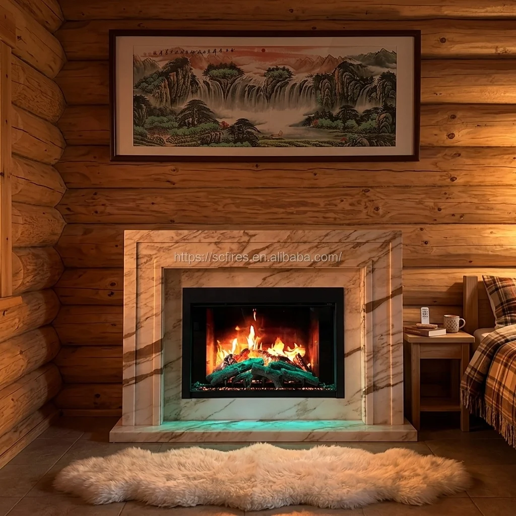 Luxury Real Flame Technology Realistic Flame Linear Built-In Electric Fireplace Heater LCD Virtual Electric Fireplace 29inch