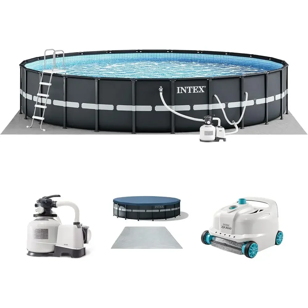 18t x 52in Above Ground Pool Set with Sand Filter Pump and Deluxe Automatic Vacuum