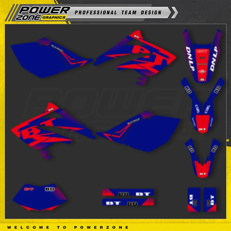 PowerZone Team Full Graphics Decals Stickers For Beta RR 50 2006 2007 2008 2009 2010 Motorcycle Number Name Background Custom 06