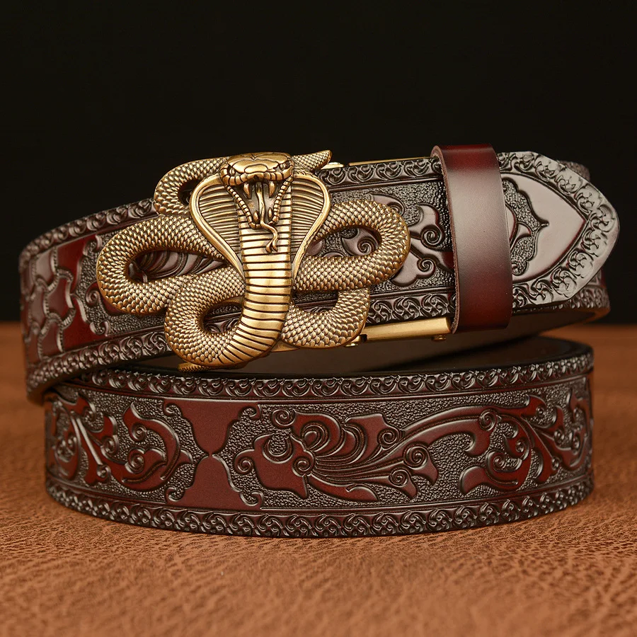 

High Quality Men’s Snake Design Alloy Buckle Split Leather Belt,Fashion Emboss Cow Leather Belt,Jeans&Casual Pants Accessories;